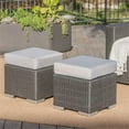 thumbnail image 5 of Noble House Santa Rosa 16" Grey Wicker Ottoman Seat w/Silver Cushion (Set of 2), 5 of 20