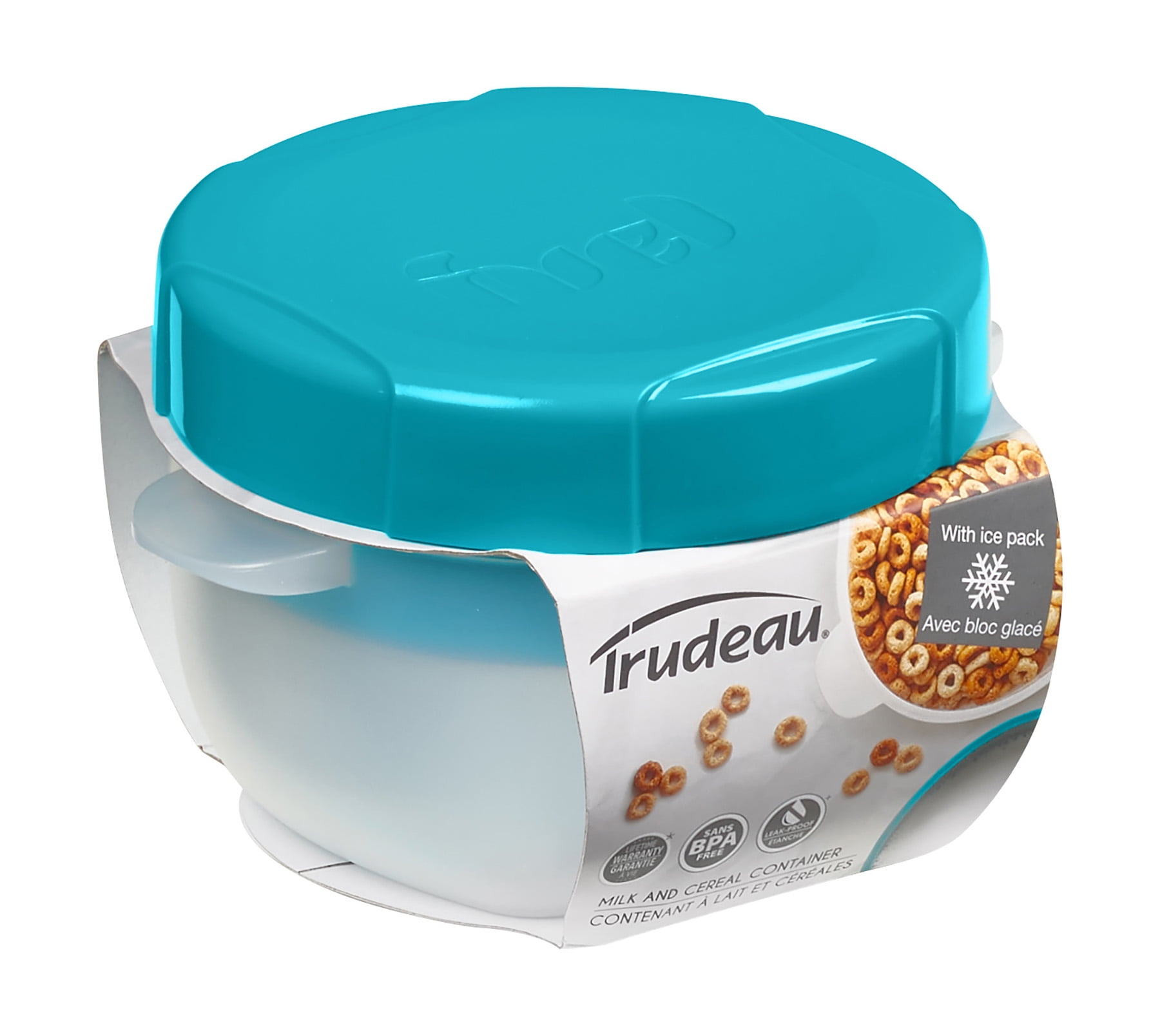 Trudeau Milk & Cereal Container W/Ice Lid-Blue