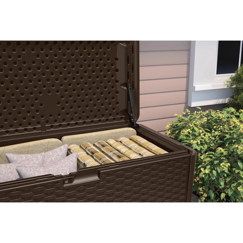 Suncast Extra Large Deck Box – 134 gal. Resin Outdoor Storage, Java