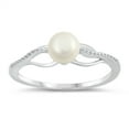 thumbnail image 1 of Freshwater Simulated Pearl Infinity Knot Dainty Ring .925 Sterling Silver Band Jewelry Female Size 5, 1 of 4