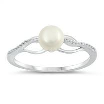 Freshwater Simulated Pearl Infinity Knot Dainty Ring .925 Sterling Silver Band Jewelry Female Size 5