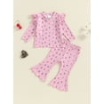 thumbnail image 2 of Suealasg Baby Girl 2Pcs Fall Outfits Ruffle Long Sleeve Cherry Print Tops + Flare Pants Set 6M 1T 2T 3T Toddler Girl Autumn Clothes, 2 of 8