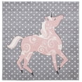 thumbnail image 2 of SAFAVIEH Carousel Kids Dalach Unicorn Area Rug, Gray/Ivory/Pink, 6'7" x 6'7" Square, 2 of 11