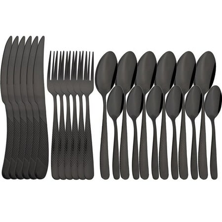 

UMMH Vintage Gold 24Pcs Dinnerware Set Stainless Steel Tableware Set Knife Fork Spoon Silverware Kitchen Colorful Cutlery Set