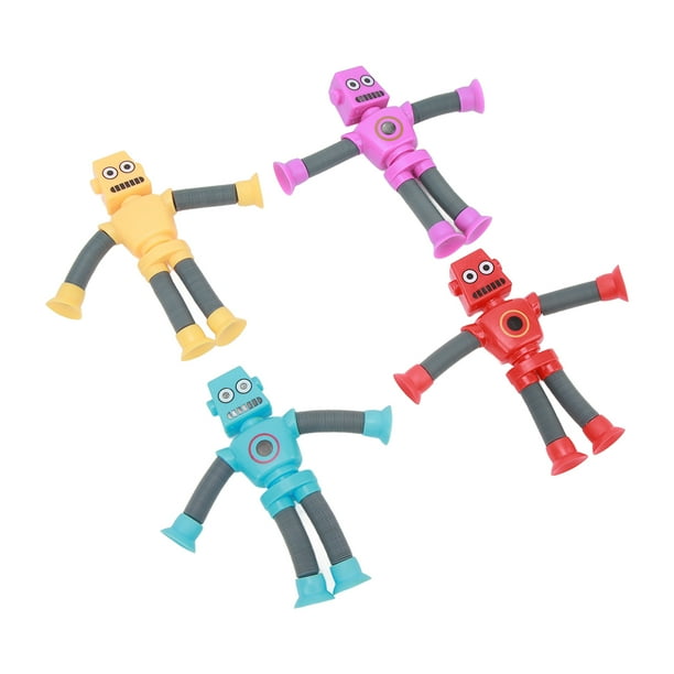 Juguete De Rompecabezas De Robot De Tubo Elástico, Ejercicio De Resistencia A La Mano Liviana Plástico 4pcs Taza De Succión Telescópica Robots Juguete Para Regalo
