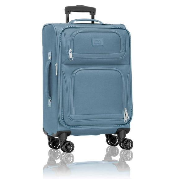 U.S. Traveler Rio Expandable Softside Carry-on - Spinner Wheels, TSA-Approved, 22-Inch Lightweight Travel Suitcase, Light Blue