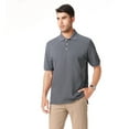 thumbnail image 3 of Zfeel Luxe Touch Polos for Men, 100% Cotton Short Sleeve Collared Polo Shirt, Iron Grey, S, 3 of 5