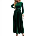 thumbnail image 2 of Vestido Elegante de Terciopelo con Cinturón, Plisado, de Larga, para Cóctel, Formal, Boda, Invitada, Corte A Verde XXL, 2 of 10