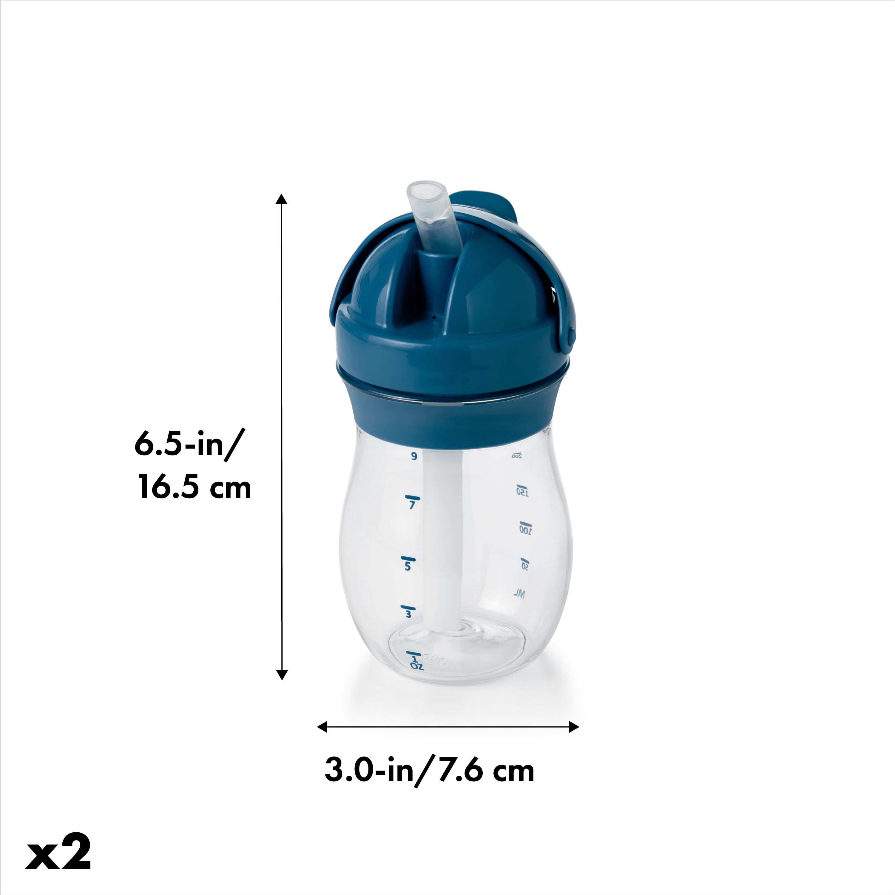 OXO Tot Transitions Straw Cup, Navy, 9 oz, 2-Pack