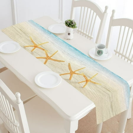 

MKHERT Seashells Seashore Beach Table Runner for Office Kitchen Dining Room Wedding Party 16x72 inch