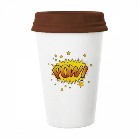 

Pow Exclamation Stars Art Deco Fashion Mug Coffee Drinking Glass Pottery Cerac Cup Lid