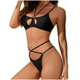 thumbnail image 2 of EQWLJWE Modest Swimsuits for Women's Triangle High Cut Thong Bathing Suit Solid Color Backless Halter Swimsuits for Hawaii Honeymoon, 2 of 4