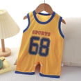 thumbnail image 2 of Toddler One Piece Romper Crew Neck Sleeveless Print Tank Top Jumpsuit Casual Stylish Lightweight Onesies (16-20 Months, Yellow), 2 of 6