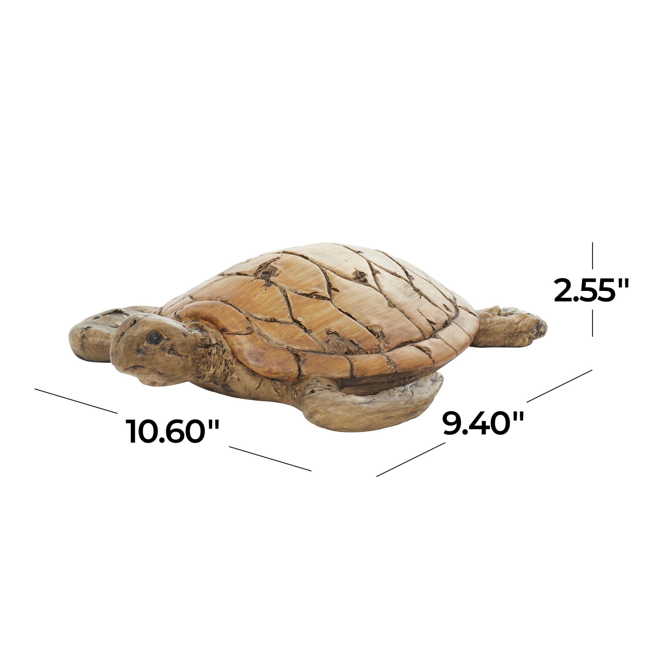 11" x 3" Brown Polystone Turtle Sculpture, by DecMode