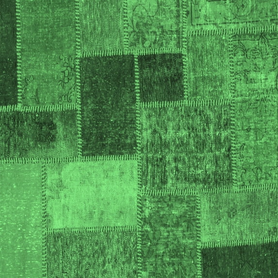 Ahgly Company Indoor Square Patchwork Emerald Green Transitional Area Rugs, 3' Square