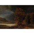 thumbnail image 3 of Rembrandt van Rijn 24x18 Black Modern Framed Museum Art Print Titled - Landscape with the Parable of the Good Samaritan (1638), 3 of 5