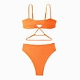 thumbnail image 5 of Sngxgn Bikini Set for Women Bathing Suit High Waisted V Neck Two Pieces Swimsuit(Orange,L), 5 of 5