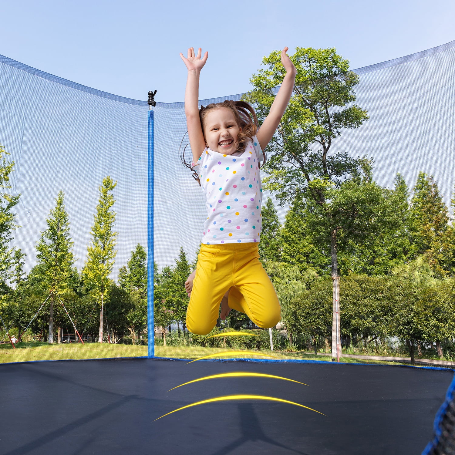 Kadyn 8FT Jumping Toddler Trampoline, Kids Outdoor Trampoline with Safety Enclosure Net for Kids and Adults, Blue