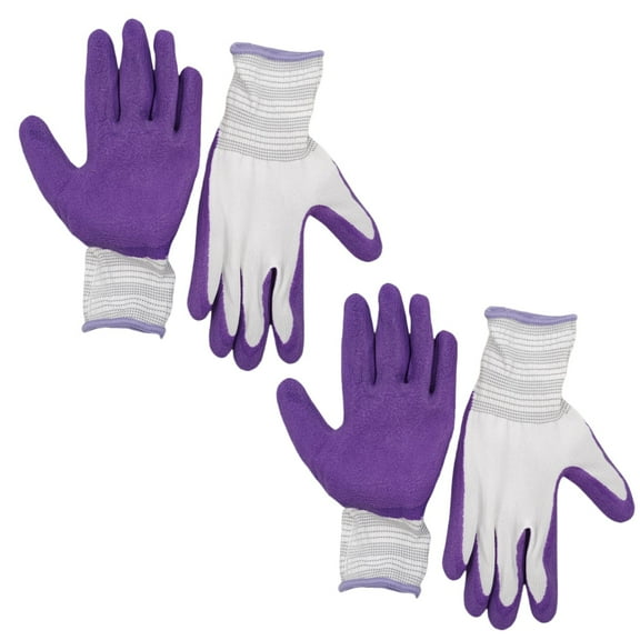 2 Pairs Women's Gardening Gloves - Breathable Rubber-Coated with Enhanced Grip, Durable Outdoor Protection for Garden & Yard Work - Vibrant Purple, Medium