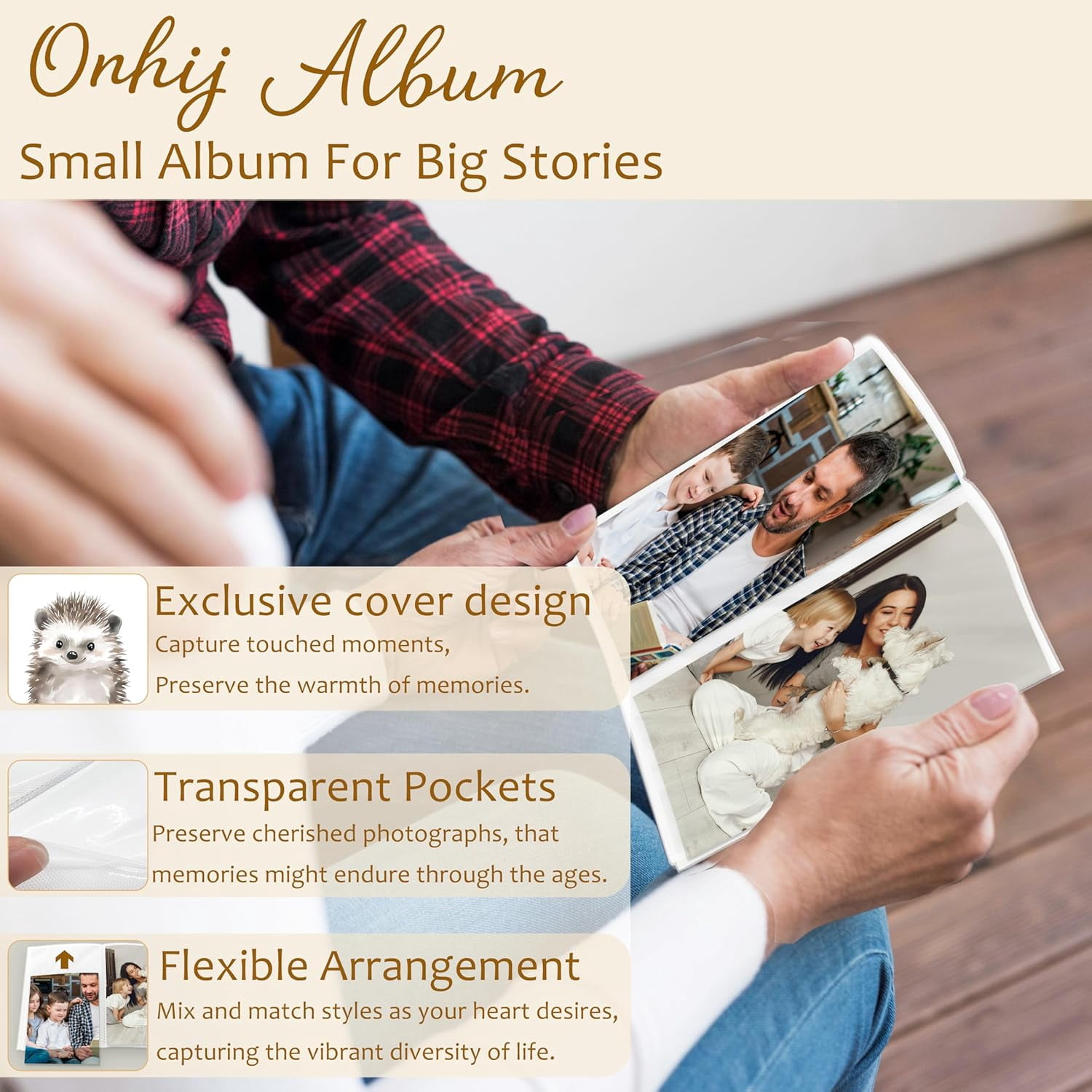 Children's photo album 46 can hold 36 photos, hedgehog lover gift, cute hedgehog girl boy toddler small photo album souvenir, suitable for baby party newborn family