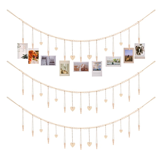 Expositor de fotos KLOGTSIND, 3 unidades, decoración de pared con 9 clips y corazones