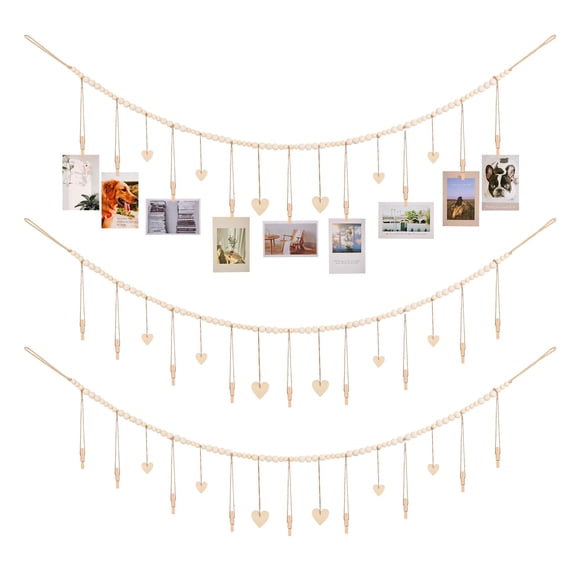 Expositor de fotos KLOGTSIND, 3 unidades, decoración de pared con 9 clips y corazones