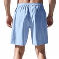 thumbnail image 4 of pstuiky Pantalones cortos para hombre, Pantalones cortos de lino con cintura elástica y botones de color liso para hombre, versátiles y a la moda. Pantalones cortos de entrenamiento, 4 of 9