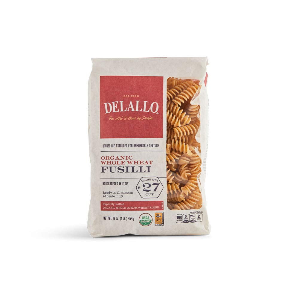 DeLallo Organic Whole Wheat Fusilli Pasta 1 lb (Pack of 2)
