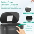 thumbnail image 4 of 13-Gallon Kitchen Trash Can Black Stainless Steel Garbage Can Automatic Touch Free Garbage Bin Motion Sensor Trash Can with Lid Metal Waste Bin for Living Room, Kitchen, Bathroom, Office, 4 of 7