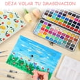 thumbnail image 3 of kit Acuarela profesionales de 100 Color-50 colores regulares, 35 met&aacute;licos, 10 macarons y 5 fluorescentes, con Met&aacute;lico en Caja Port&aacute;til, 13 pincel, 1 pluma de acuarel, 3 of 7