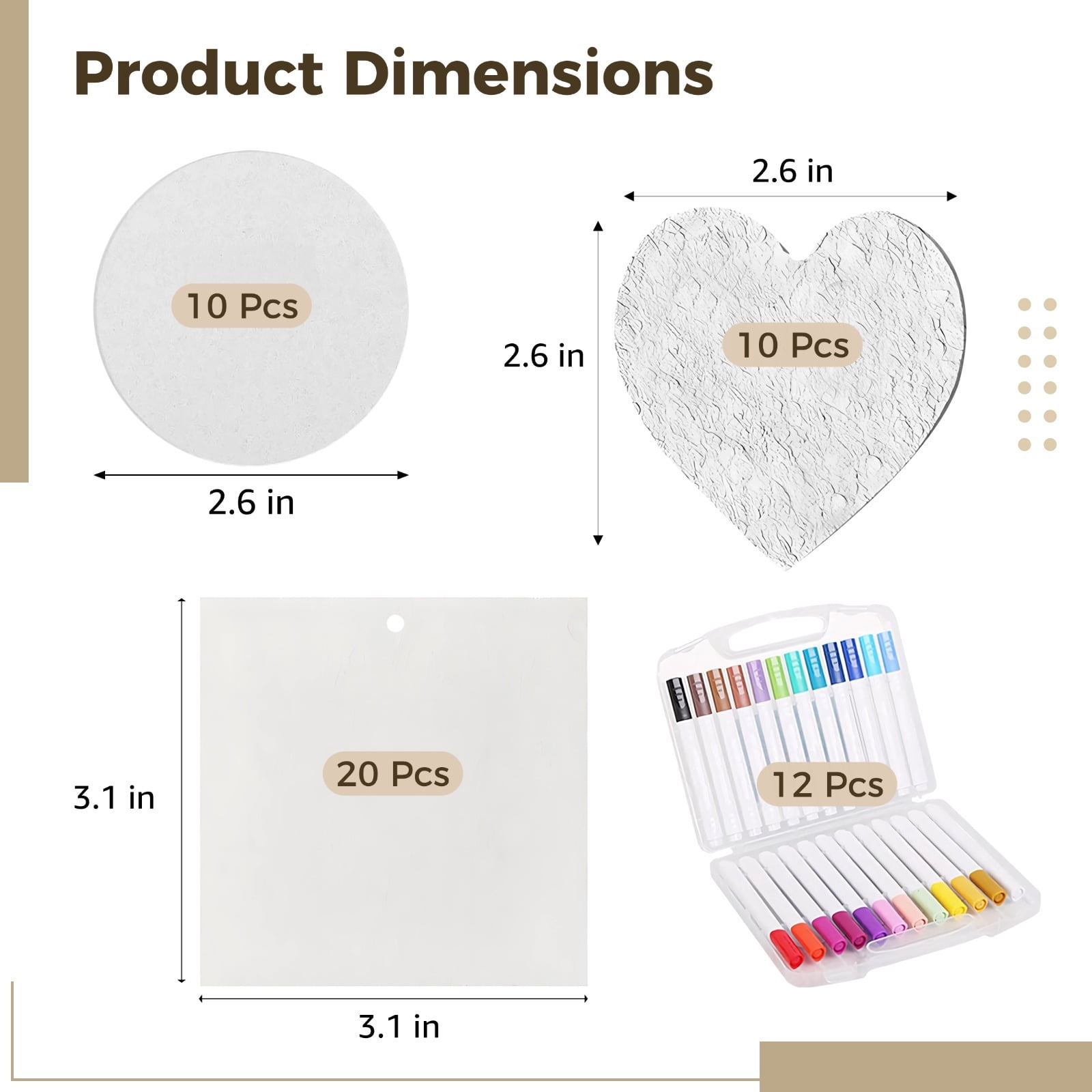 54 Pcs Texture Painting Kit, Wood Pulp Cotton Arts And Crafts Set, Includes 20 Square, 10 Heart, 10 Circle Boards, 2 Water Pens, 12 Color Pens