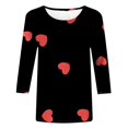 thumbnail image 4 of SDNall Mode Femmes T-shirt Imprimé Mi-Longueur Manches 3/4 Blouse Col Rond Hauts Décontractés, 4 of 9