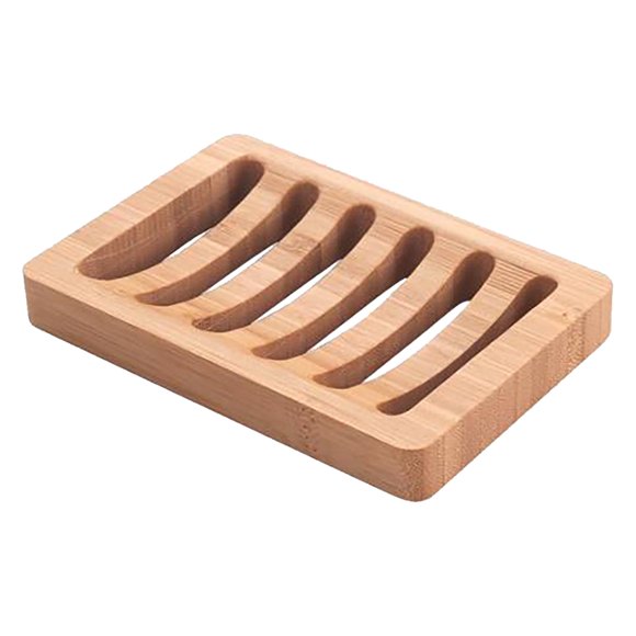 pdqouc Natural Bamboo Soap Dish, Self-Draining Wood Bar Soap Holder Tray, Soap Saver for Shower, Bathroom Vanity, or Kitchen Sink, 1 Pack
