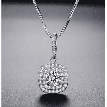 - ON SALE - Halcyon Austrian Crystal Double Halo Necklace White Gold