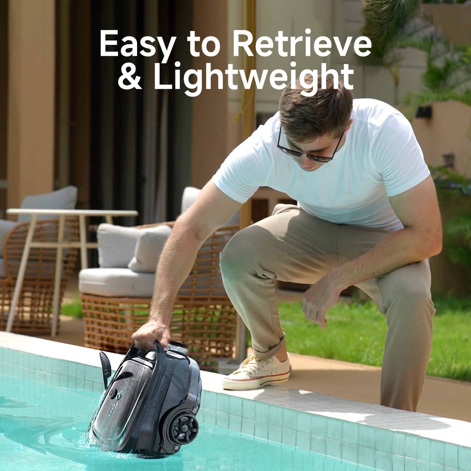 WYBOT A1 Cordless Robotic Pool Cleaner, Automatic Pool Vacuum for Above Ground Pools with 120 Mins, Double Filters, LED Indicator, Charge in 2.5H, 4 Cleaning Modes, Black & Green
