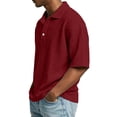 thumbnail image 3 of GrmtClth Men's Waffle Knit Polo Shirts 2026 Work Short Sleeve Tops Basic Collared T-Shirt Trend Clothing Solid Wine S, 3 of 6