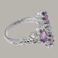 thumbnail image 4 of LBG British Made 10k White Gold Natural Diamond & Amethyst Womens Promise Ring - 33 size options - Size 10.5, 4 of 6