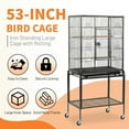 thumbnail image 4 of YYAo Pet Bird Cage, Bird Cage,53" Large Flight Bird Cage with Rolling Stand & Storage Shelf for Parrots Lovebird Cockatiel Parakeets, Black, 4 of 10