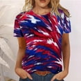 thumbnail image 1 of Blouse d'Été Grande Taille à Manches Courtes pour Femmes, T-Shirts d'Été Décontractés à Col Rond à Manches Courtes, Imprimé Drapeau, Coupe Ajustée, Hauts Basiques, Tees, Blouses, T-Shirt à Col en V pour Femmes en Liquidation, 1 of 6