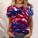 thumbnail image 1 of ICHUANYI Clearance Women's Summer Casual Crewneck Short Sleeve T-Shirts Flag Print Fit Basic Tops Tees Blouses(Wine, XXL) ICHUANYI WER2023081008787, 1 of 6