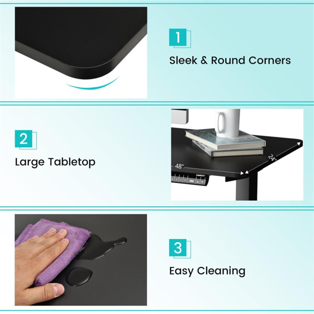 Demi Bonn Electric Height Adjustable Standing Desk with Memory Controller, Small Home Computer Desk Study Writing Table, Black