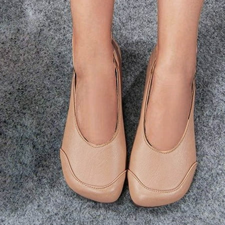 

ERTUTUYI Sole Toe Soft Color Women s Round Mouth Solid Sasual Shoes Shallow Retro Flat Women s casual shoes Beige 39