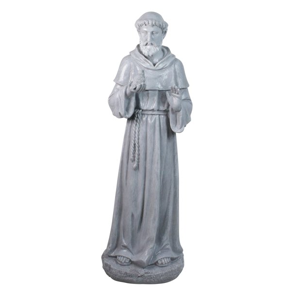 28" St. Francis Holding a Bird Outdoor Garden Statue