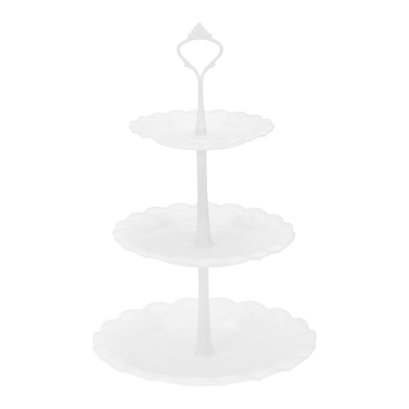 Unique Bargains 3-Layer Cupcake Stand Round Display Holder White