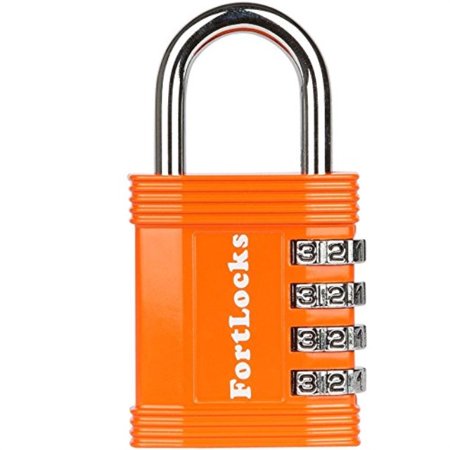 Fortlocks Padlock 4 Digit Combination Lock For Gym Outdoor School Locker Fence Case Shed â Heavy Duty Resettable Set Your Own Combo