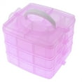 thumbnail image 2 of 3-Tier Pink Craft Storage Container Box, Casewin Stackable Organizer Box with Dividers for Art Supplies, Fuse Beads, Washi Tapes, Beads, Hair Accessories, Nail, 6.5*6.5*5.12inch, 2 of 6