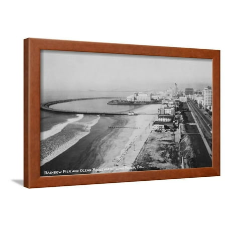 Long Beach Town Center Stores Long Beach, California Rainbow Pier and Ocean Blvd. Photograph - Long Beach, CA Framed Print Wall Art By Lantern Press ()