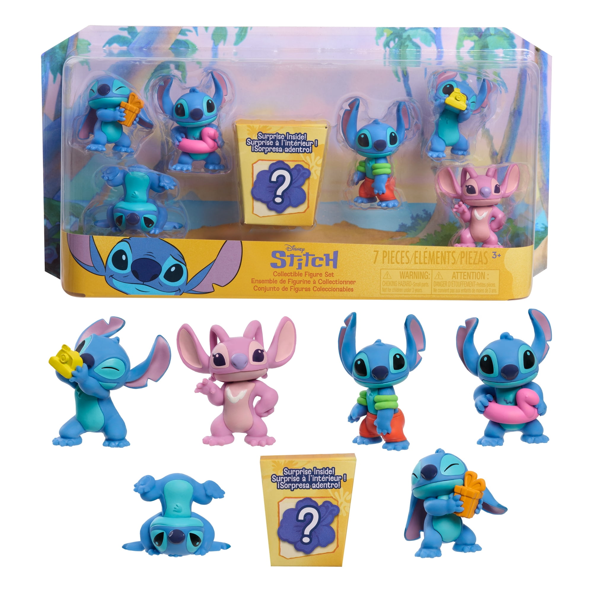 Disney Stitch 7-Pack Collectible Figure Set, 2-inch Figurines, Kids Ages 3 and up