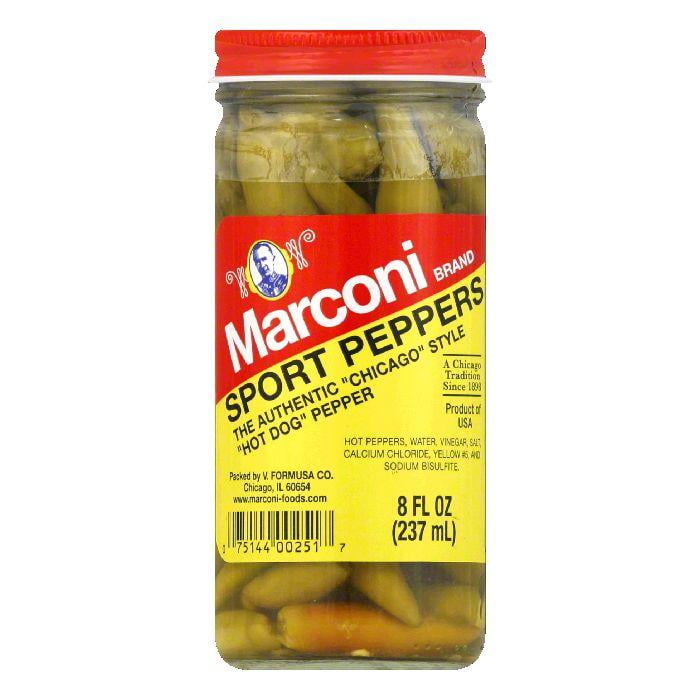 Marconi Whole in Vinegar Sport Peppers, 8 OZ (Pack of 6