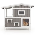 thumbnail image 3 of Costway Casa Exterior para Gatos de 2 Pisos de Madera con Puerta de Escape, 3 of 3